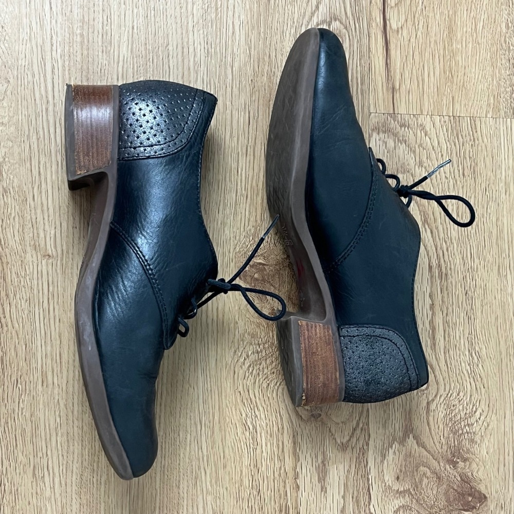Dansko Dark Academia Oxford Shoes Womens 39 Black Leather Burnished Heel Louise - Picture 7 of 12